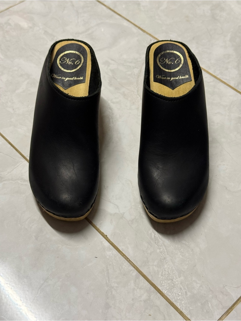 No.6 New School Clog on Wedge in Black